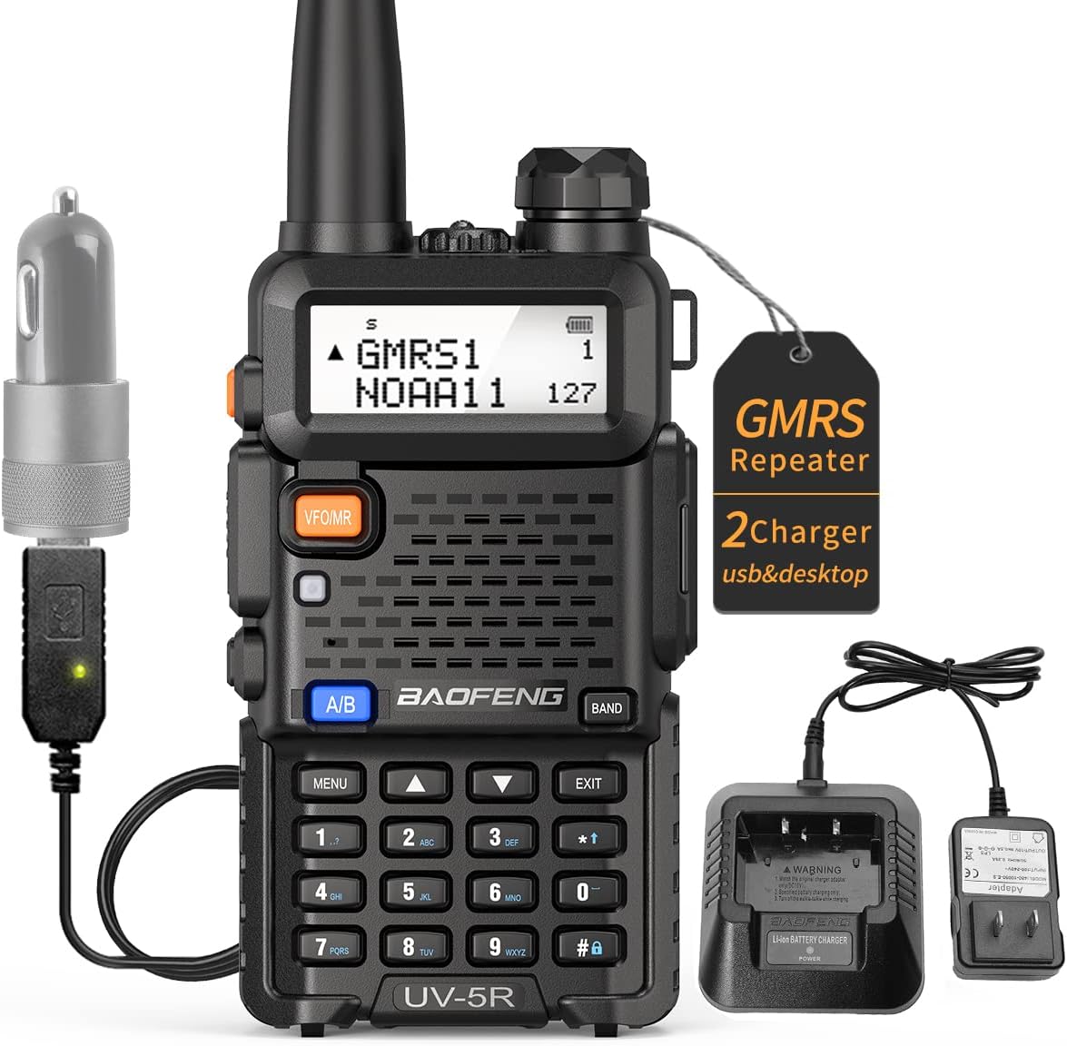 Baofeng UV-5R GMRS Radio Upgraded Version with Battery USB Direct Charge